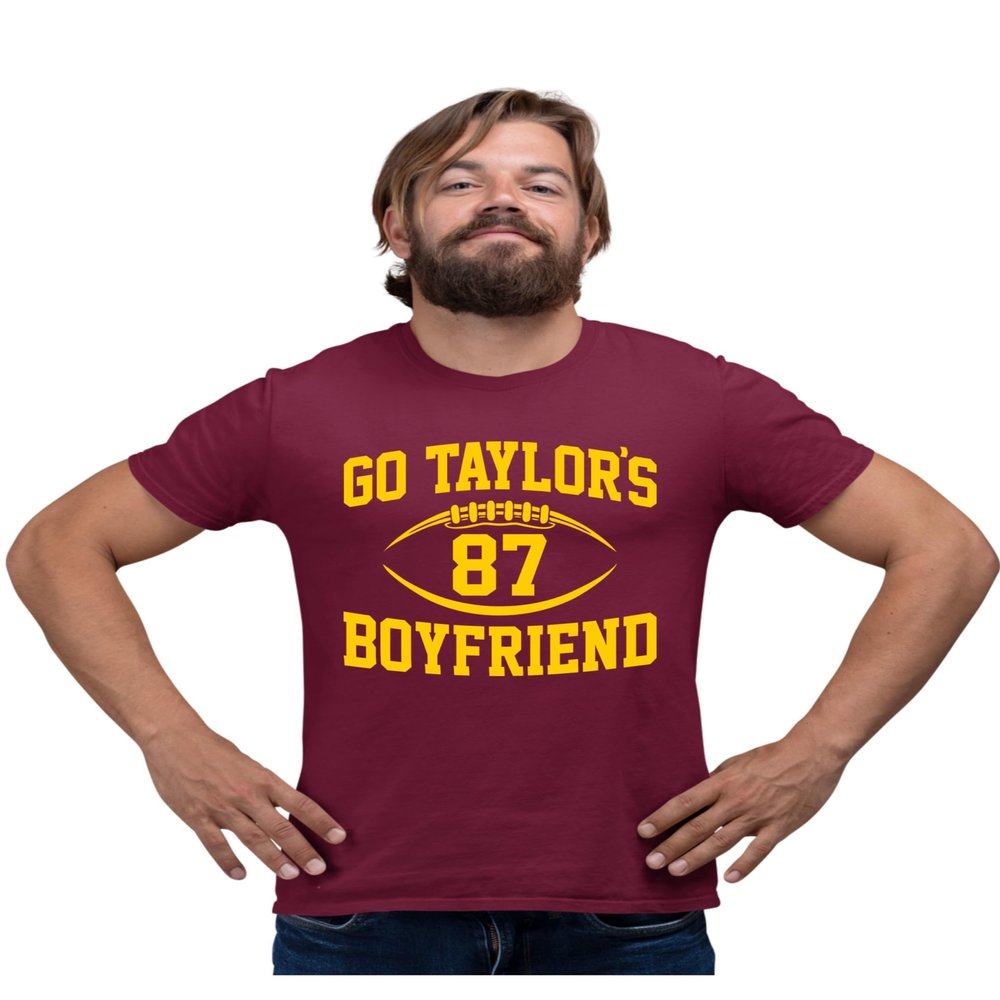 3X-Large Maroon Mens Go Taylor's Boyfriend Funny Football T-Shirt