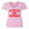 X-Large Lilac Women Go Taylor's Boyfriend Funny Football V Neck T-Shirt view 3