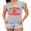 X-Large Heather Grey Women Go Taylor's Boyfriend Funny Football V Neck T-Shirt view 1