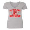 X-Large Heather Grey Women Go Taylor's Boyfriend Funny Football V Neck T-Shirt view 3