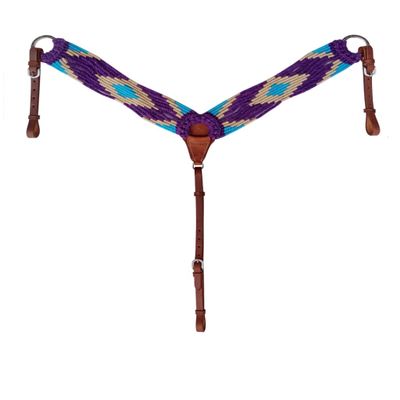 CHALLENGER Western Western 3-1/2" Wide Handwoven Breast Collar w/Harness Leather Uptugs 55J03