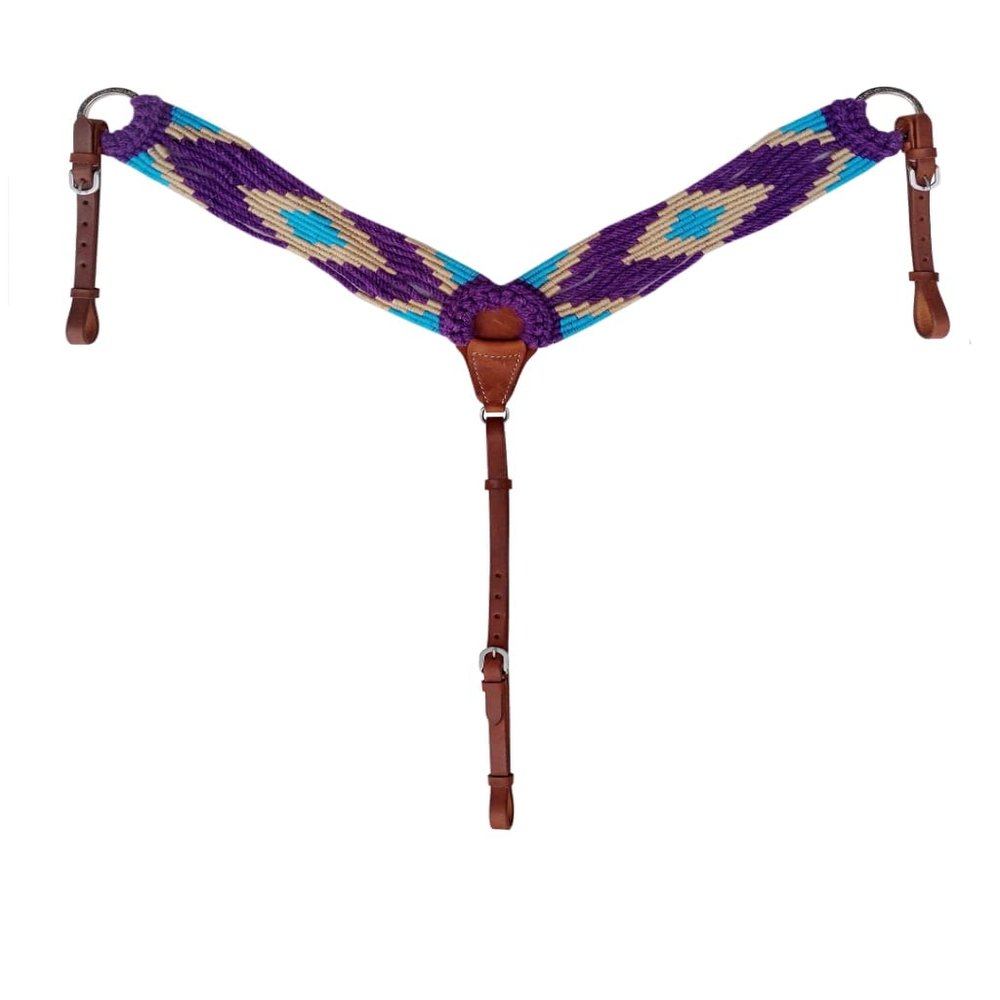 CHALLENGER Western Western 3-1/2" Wide Handwoven Breast Collar w/Harness Leather Uptugs 55J03