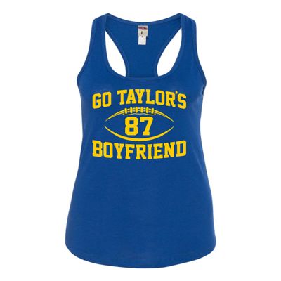 Large Royal Women Fitted Go Taylor's Boyfriend Funny Football Sleeveless Tank Top T-Shirt