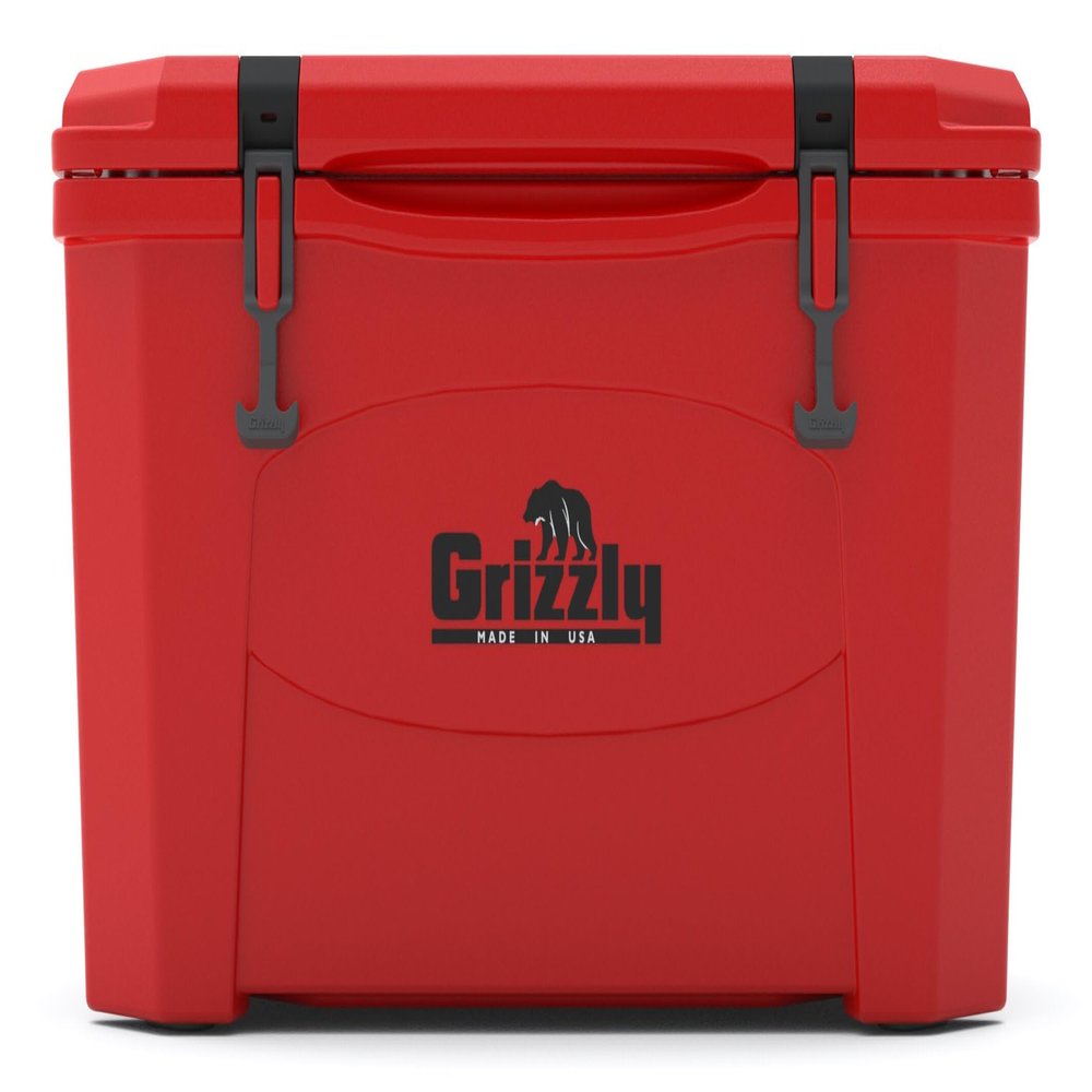 Grizzly 45 Cooler | 45 qt Ice Chest Durable Rotomolded Insulated | Made in The USA | Warranty for Life | for Beach Boat Camping Fishing Hunting | G45 | Red