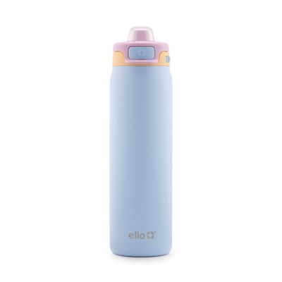 Ello Pop & Fill 22oz Stainless Steel Water Bottle with Quick Fill Technology, Double Walled and Vacuum Insulated Metal, Leak Proof Locking Lid, Sip and Chug, Reusable, BPA Free, Coastal Sunrise