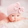 BQUBO Newborn Baby Girls Hats Mittens Set Hospital Hat Beanie Infant Bow Hats Baby Cotton Gloves No Scratch Mittens for 0-6 Months view 2