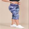 ODODOS Women's High Waisted Pattern Capri Leggings with Pockets, Non See Through Sports Athletic Workout Running Yoga Capris, Graphic Purple, Large view 2