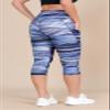 ODODOS Women's High Waisted Pattern Capri Leggings with Pockets, Non See Through Sports Athletic Workout Running Yoga Capris, Graphic Purple, Large view 3