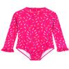Alakuoti Long Sleeve One Piece Ruffle Swimsuit for Toddler Girls Baby Girl Rashguard Shirt with UPF 50+ Sun Protection Rosered view 1