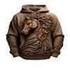 3D Horse Graphic Sweatshirt - Womens Horse Hoodie Beige view 1
