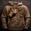 3D Horse Graphic Sweatshirt - Womens Horse Hoodie Beige view 2