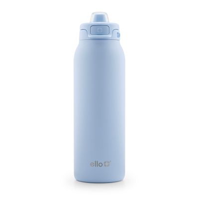 Ello Pop & Fill 32oz Stainless Steel Water Bottle with Quick Fill Technology, Double Walled and Vacuum Insulated Metal, Leak Proof Locking Lid, Sip and Chug, Reusable, BPA Free, Halogen Blue