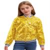 Lorilida Girls Shiny Sequin Bomber Jacket Long Sleeve Lightweight Sparkle Jackets Coat Club Party Tops Gold 16 Years view 1