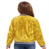 Lorilida Girls Shiny Sequin Bomber Jacket Long Sleeve Lightweight Sparkle Jackets Coat Club Party Tops Gold 16 Years view 2