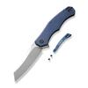 WE Kyle Lamb WE22010G-4 Blue Titanium Handle with Blue Diamond Pattern On Presentation Handle view 1