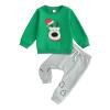 Hnyenmcko Baby Boy Christmas Outfit Long Sleeve Letter Print Crewneck Sweatshirt + Pants Winter Toddler Christmas Clothes (Deer-Green 25, 6-9 Months) view 1