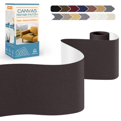 KING MOUNTAIN Canvas Repair Tape,Outdoor Gear Patch, 463 Inches,Waterproof,Self-Adhesive for Repairing Boat Covers,Sun Shades,Sofas,Tents,Lounge Chairs,Awnings (Coffee)