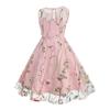 Girls Floral Embroidery Dress: Vintage 1950s Swing Dress Lace Princess Tulle Dress Birthday Evening Party Dance Gown Pageant Wedding Guest Homcoming Dress Pink-Sleeveless 7-8 Years view 3