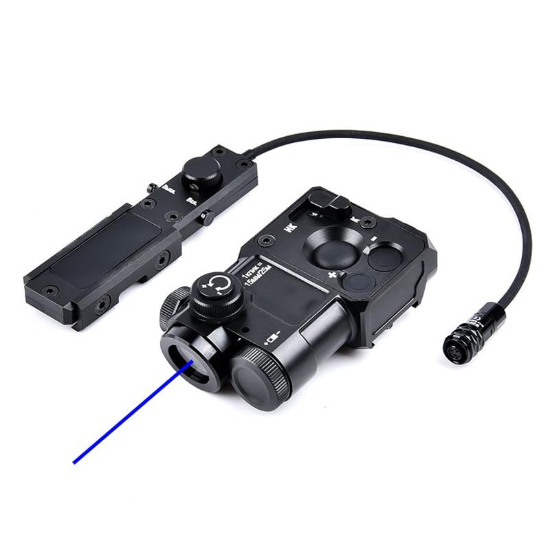 Metal PEST4 Box Visable Laser Sight,with IR Laser + Red/Green/Blue Laser Sight,with Pressure Switch,4-Level Laser Brightness,for 20mm Rail,Black (Blue Laser)