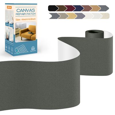 KING MOUNTAIN Canvas Repair Tape,Outdoor Gear Patch, 463 Inches,Waterproof,Self-Adhesive for Repairing Boat Covers,Sun Shades,Sofas,Tents,Lounge Chairs,Awnings (Dark Grey 2.0)