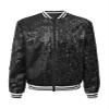 Lorilida Girls Shiny Sequin Bomber Jacket Long Sleeve Lightweight Sparkle Jackets Coat Club Party Tops Black 12 Years view 3