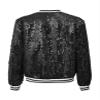 Lorilida Girls Shiny Sequin Bomber Jacket Long Sleeve Lightweight Sparkle Jackets Coat Club Party Tops Black 12 Years view 4