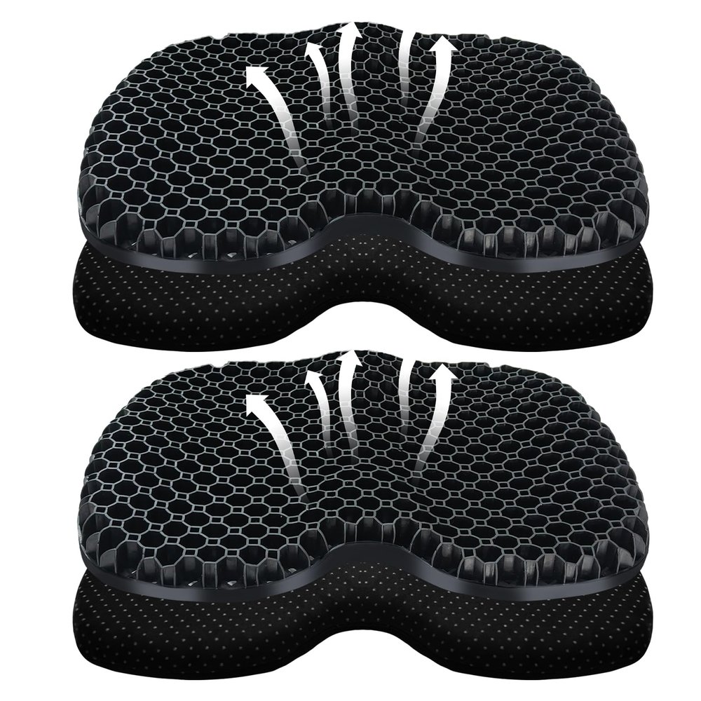 ohaayoo Kayak Seat Cushion, Thicken Anti Slip Waterproof Gel Kayak Seat, Portable Canoe Rowing Rubber Dinghy Pad for Stadium Sit in Kayak Inflatable Fishing Kayak Canoe Kayak Accessories (2pcs/Black)