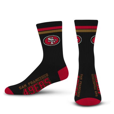 FBF - Official NFL 2 Stripe Crew Socks For Men and Women Game Day Apparel - San Francisco 49ersL
