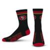 FBF - Official NFL 2 Stripe Crew Socks For Men and Women Game Day Apparel - San Francisco 49ersL view 1