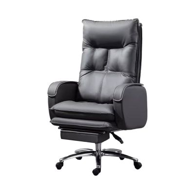 Ergonomic Office Chair Comfortable Sedentary Office Chair Household Reclining Computer Chair Lazy Sofa Chair Microfiber PU Leather Swivel Chair Desk Chair (Color : Gris)