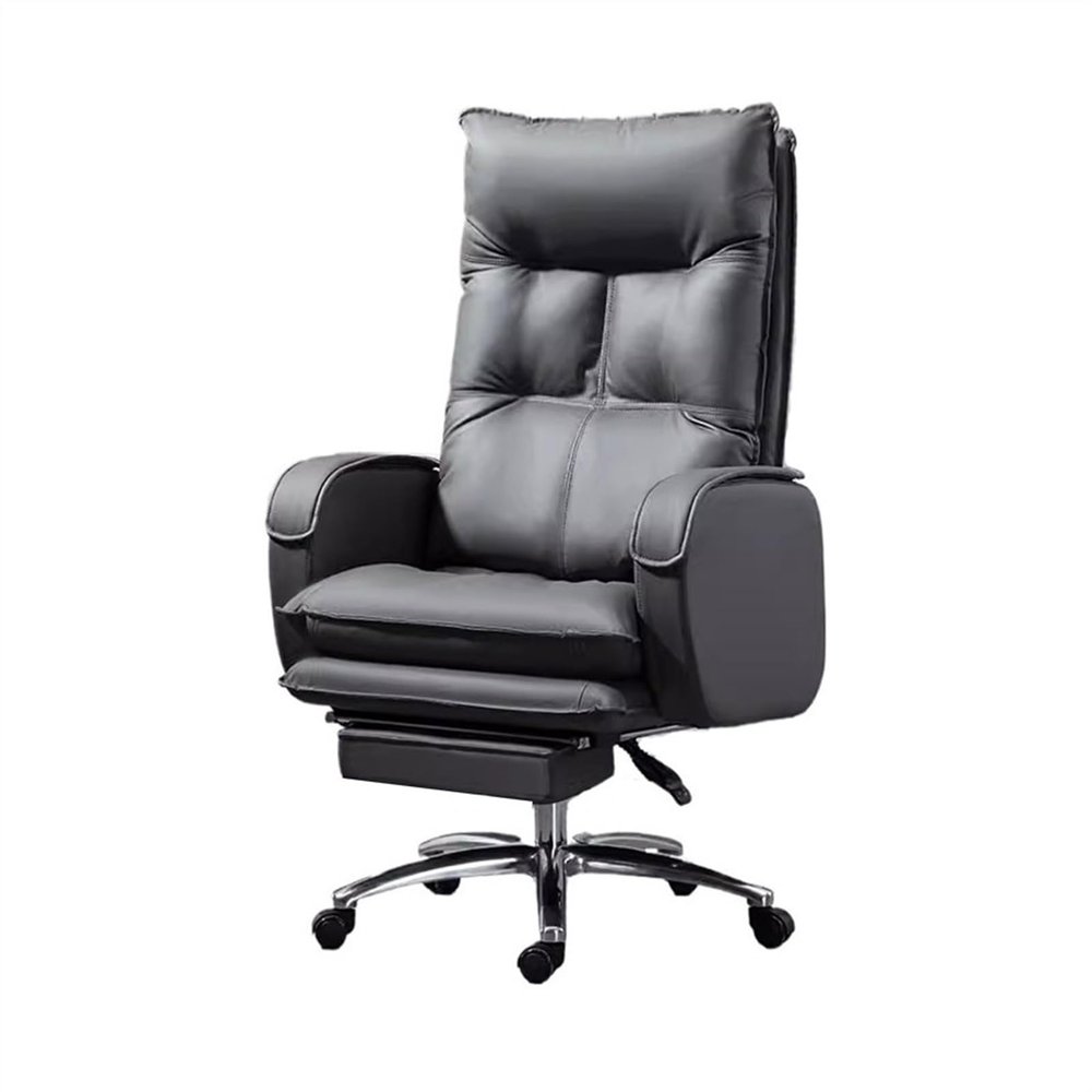 Ergonomic Office Chair Comfortable Sedentary Office Chair Household Reclining Computer Chair Lazy Sofa Chair Microfiber PU Leather Swivel Chair Desk Chair (Color : Gris)