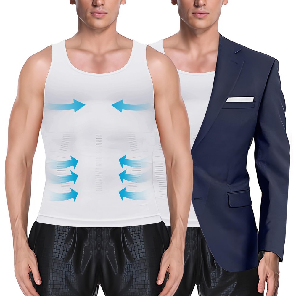 MEETYOO 1/2/3 Pack Men's Shaper Slimming Tank Top Athletic Compression Shirt with Sleeveless Undershirts for Men