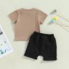 Baby Boy Summer Clothes 6 12 18 24 Month 3T Toddler Boy Outfits Cute Letter Infant T Shirts + Shorts Clothing Set (Coffee, 2-3 Years) view 4
