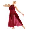 Miutii Women's Sequins Sleeveless Halter Lyrical Dance Leotard Dress Modern Contemporary Dance Costume Burgundy Large view 1