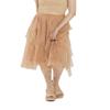 noflik Women's Boho Waterfall Striped Polka Dot Tulle Mesh Ruffle Midi Skirt(Taupe,M) view 1