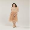 noflik Women's Boho Waterfall Striped Polka Dot Tulle Mesh Ruffle Midi Skirt(Taupe,M) view 2