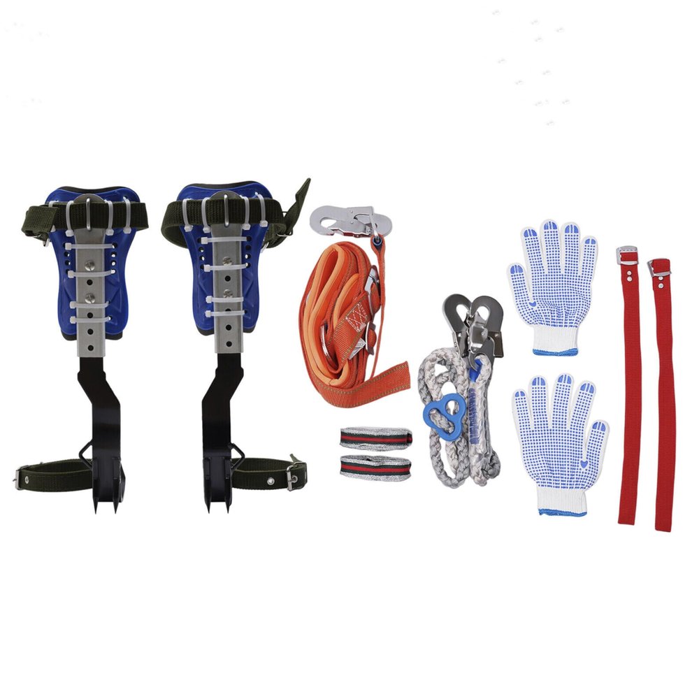 kunghei Tree Climber Gear Tool, Tree Climbing Spikes Set with Safety Belt & Adjustable Lanyard Rope Rescue Belt Personal Protective Equipment, Rope Rescue Steel Outdoor Tree Climbing kit Tool