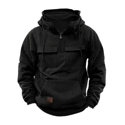 Tactical Sweatshirt Quarter Zip Cargo Pullover Hoodies Vintage Workout Clothes Outdoor Winter Jackets