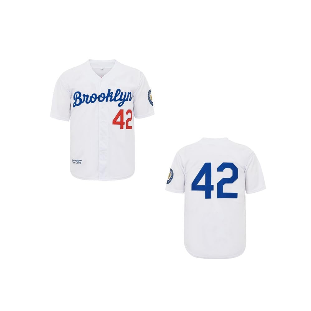 Youth Black Legend Baseball Jersey #42 Vintage Embroidered Retro Hip Hop Jersey Stitched (US, Alpha, X-Small, Regular, White)