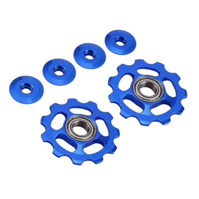 HEALEEP 2pcs Aluminum Alloy Rear Derailleur Pulley for Mountain Bikes Replacement Parts Easy to Install Blue Design
