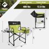 VILLEY Heavy Duty Directors Chair, Folding Camping Chairs, with Cooler Bag Portable Foldable Chair, for Camp Tailgating Lawn Picnic Fishing Beach, Supports 400 LBS, Green view 3