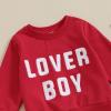 Toddler Baby Boy Valentine's Day Outfit Long Sleeve Letter Sweatshirt Pullover Tops Pants 2Pcs Clothes Set (Lover Red, 9-12 Months) view 3
