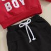 Toddler Baby Boy Valentine's Day Outfit Long Sleeve Letter Sweatshirt Pullover Tops Pants 2Pcs Clothes Set (Lover Red, 9-12 Months) view 4