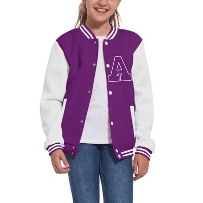 Icibgds Kids Baseball Jacket Letter Print Boys Girls Varsity Coat Casual Lightweight School Uniform With Button