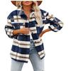 Clearance Womens Fall Fashion 2022 Casual Plaid Flannel Shacket Jacket Oversized Button Down Long Sleeve Shirt Blouses view 1