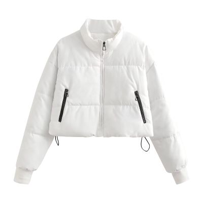 XUNRYAN Womens Winter Coat Cropped Quilted Lightweight Puffer Jackets Long Sleeve Zip Up Short Coat Parka Anorak Fashion