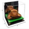 Better Display Cases Acrylic Cowboy Hat Display Case with Mirror Case, Yellow Risers and Turf Base and Wallmount - 16" x 13" x 12" (A024-B/V61B) view 2