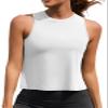 Ridshy Workout Tops for Women Crop Tank Top Sleeveless Yoga Shirts Flowy Cropped Athletic Tanks Loose Fit Gym Clothes White M view 2
