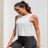 Ridshy Workout Tops for Women Crop Tank Top Sleeveless Yoga Shirts Flowy Cropped Athletic Tanks Loose Fit Gym Clothes White M view 3