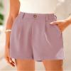 KIRUNDO Shorts for Women Dressy Casual Summer Elastic Waist in The Back Pleated Wide Leg Tailored Work Trouser Shorts (Pink, X-Large) view 3